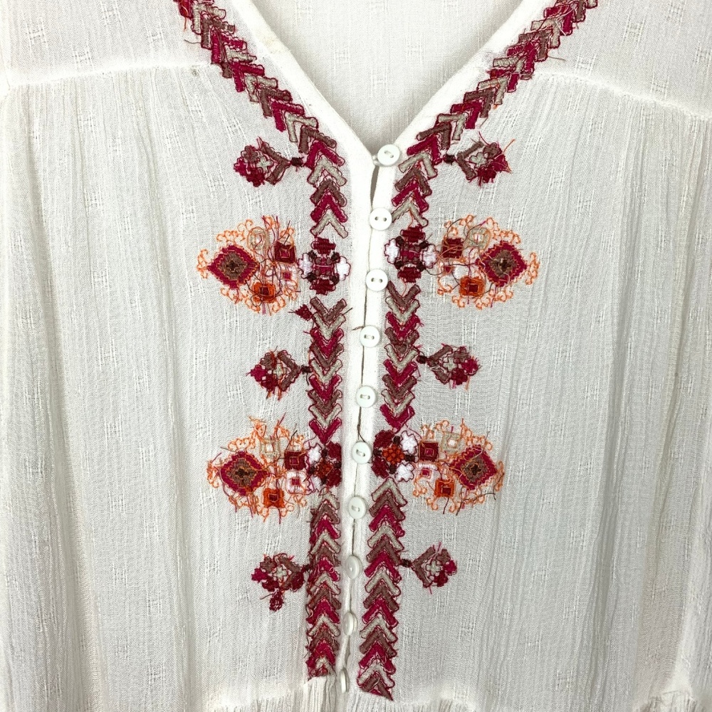 Free People Arianna Boho Embroidered Ivory Tunic - Picture 4 of 7